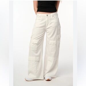 BLANKNYC Baggy White Cargo Utility Cotton Jeans in Milk It NWT